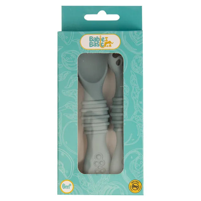 Babies Basic Silicone First Stage Training Spoon with Masher - Indigo