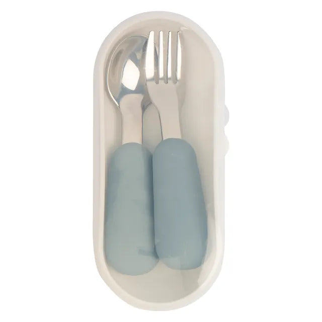 Babies Basic Stainless Steel Cutlery Set with Travel Case - Indigo