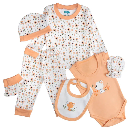 Babies Basic Gift Set - 7pcs - Peach & White