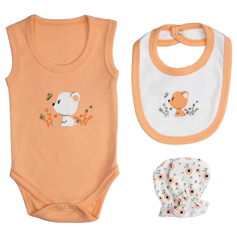 Babies Basic Gift Set - 7pcs - Peach & White