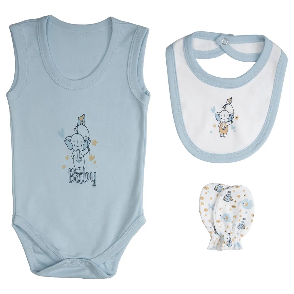 Babies Basic Gift Set - 7pcs - White & Blue