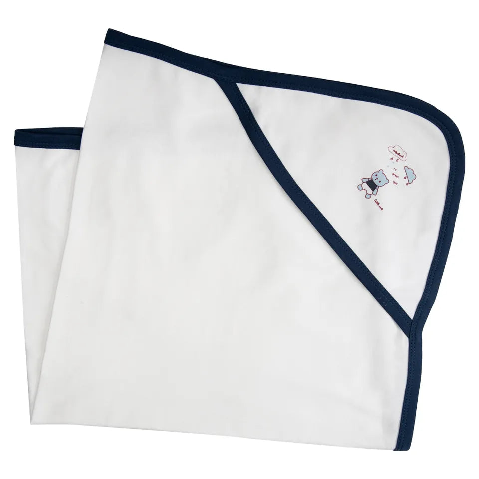 Babies Basic Receiving Blanket for New Born - White & Blue