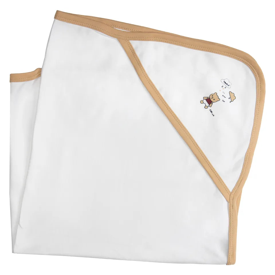 Babies Basic Receiving Blanket for New Born - White & Brown