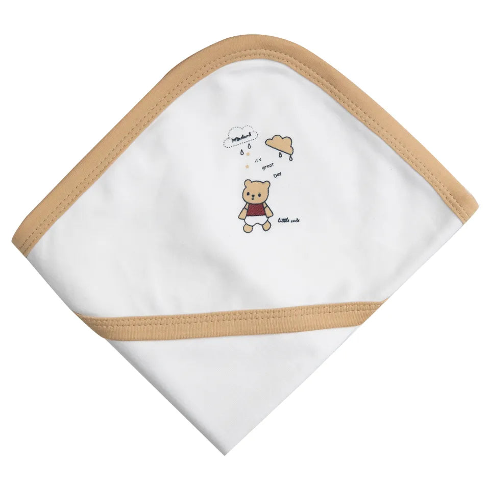 Babies Basic Receiving Blanket for New Born - White & Brown