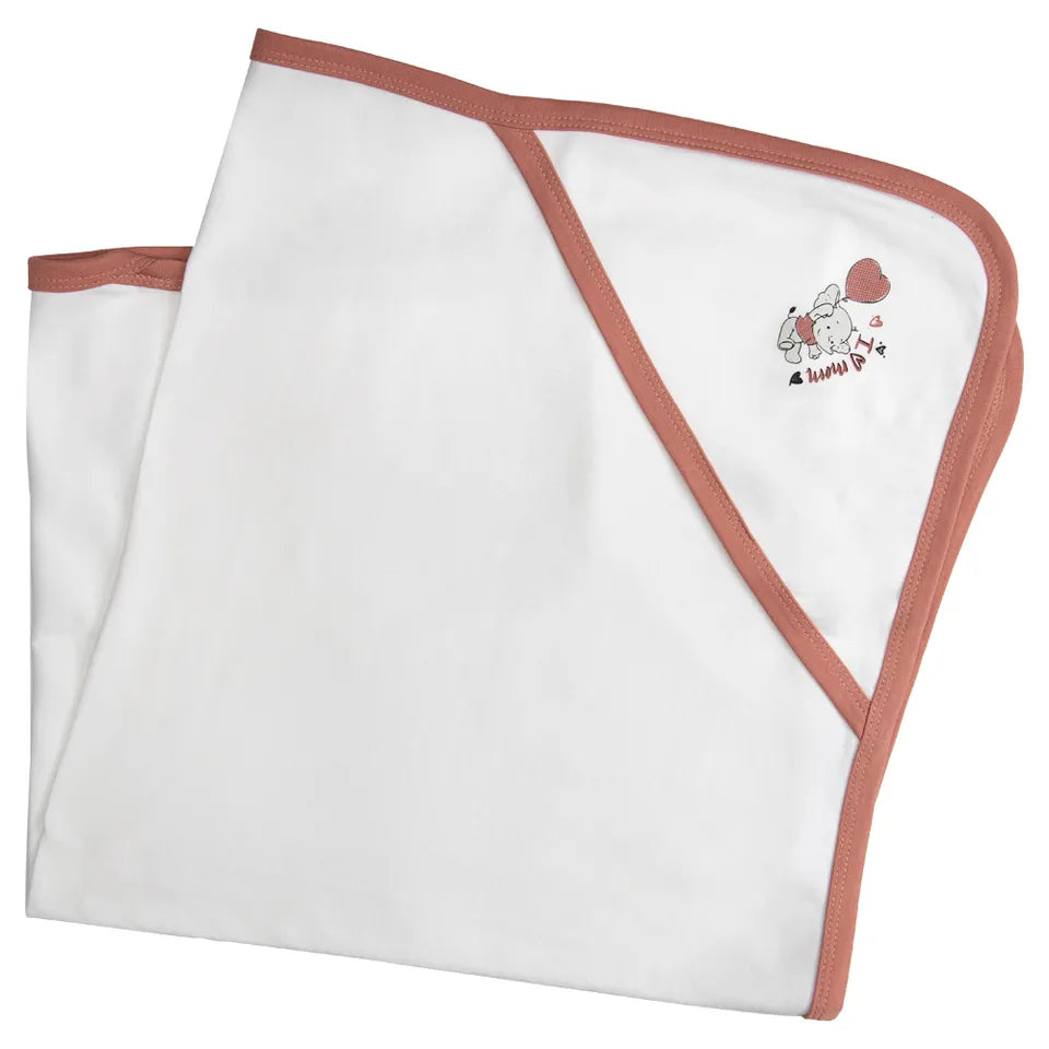 Babies Basic Receiving Blanket for New Born - White & Pink