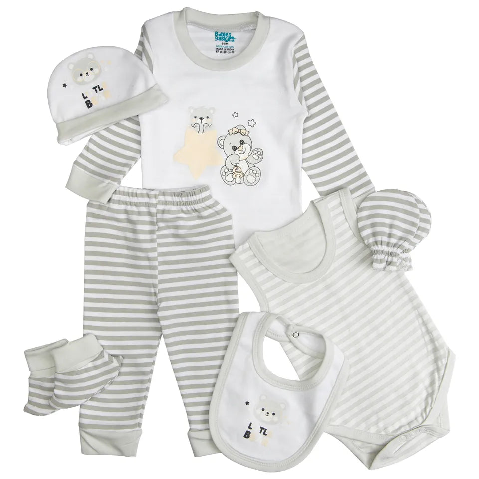 Babies Basic Gift Set - 7pcs - Grey & White