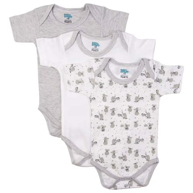 Babies Basic Printed Romper Pack of 3 - Grey