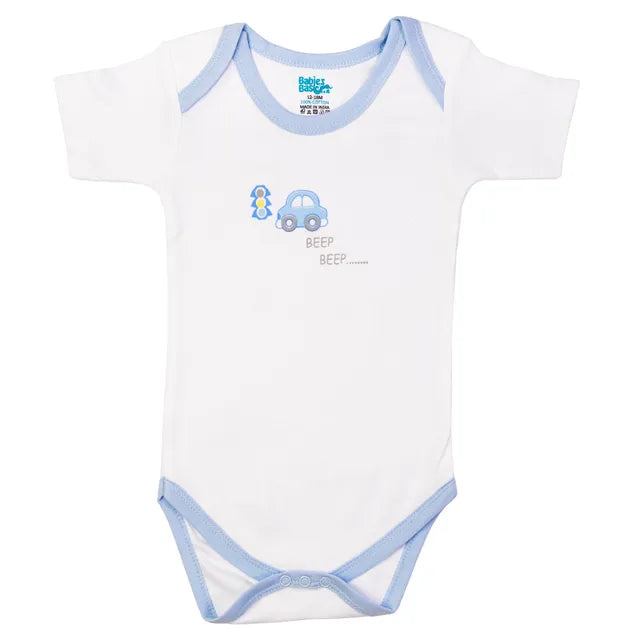 Babies Basic Printed Romper  Pack of 3 - Blue