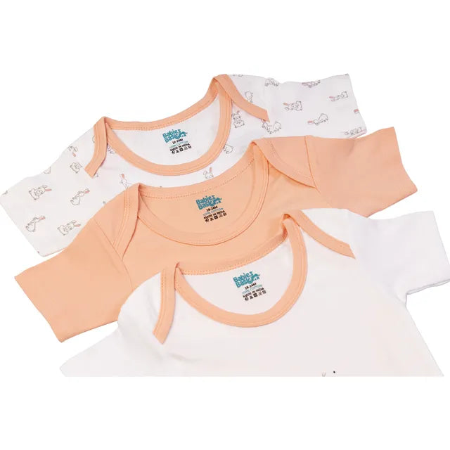 Babies Basic Printed Romper Pack of 3 - Orange