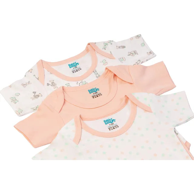 Babies Basic Printed Romper Pack of 3 - Peach