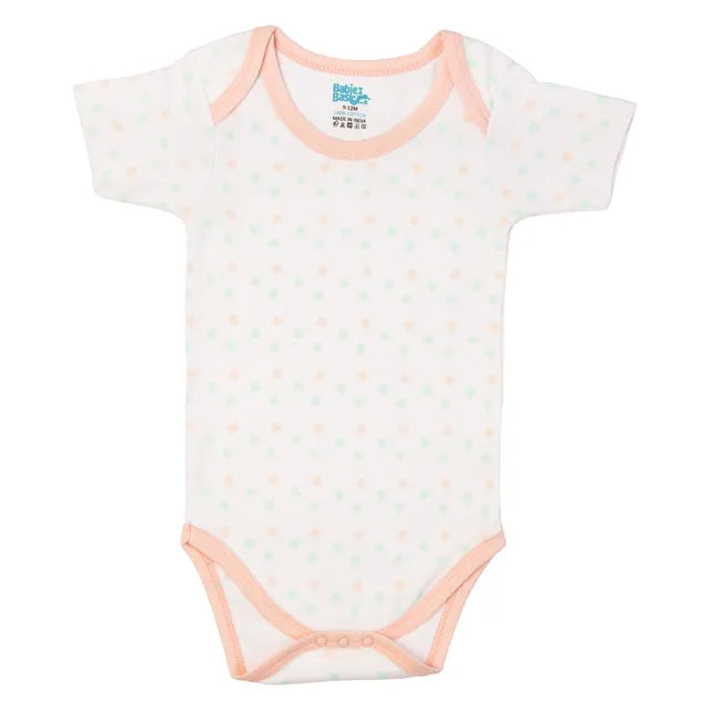 Babies Basic Printed Romper Pack of 3 - Peach