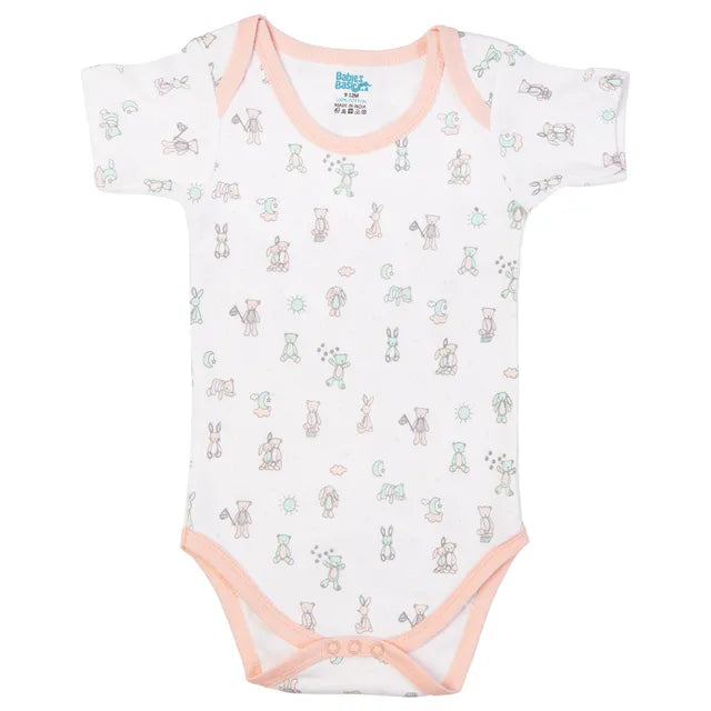 Babies Basic Printed Romper Pack of 3 - Peach