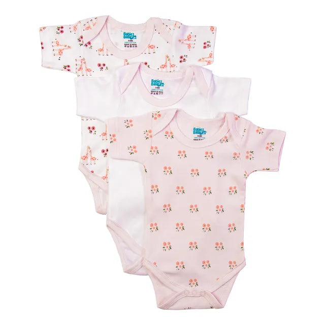 Babies Basic Printed Romper Pack of 3 - Pink