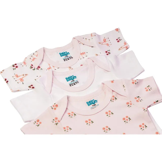 Babies Basic Printed Romper Pack of 3 - Pink