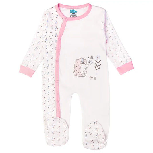 Babies Basic Long Sleeves Sleepsuit for Babies - White & Light Pink