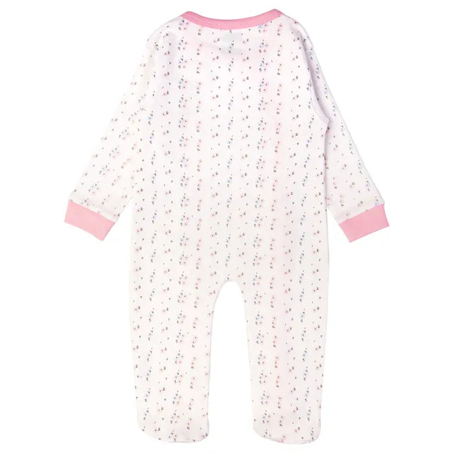 Babies Basic Long Sleeves Sleepsuit for Babies - White & Light Pink