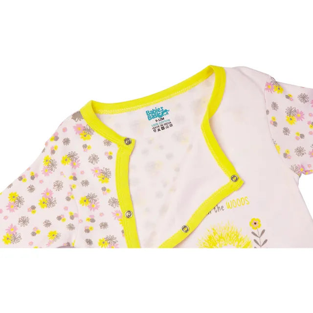 Babies Basic Long Sleeves Sleepsuit for Babies - Yellow & White