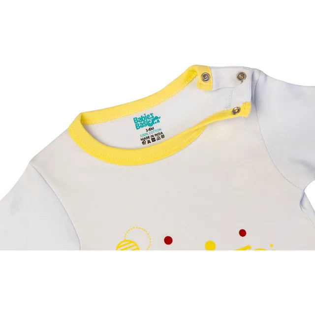 Babies Basic Long Sleeves Sleepsuit for Babies - Sky Blue & Yellow