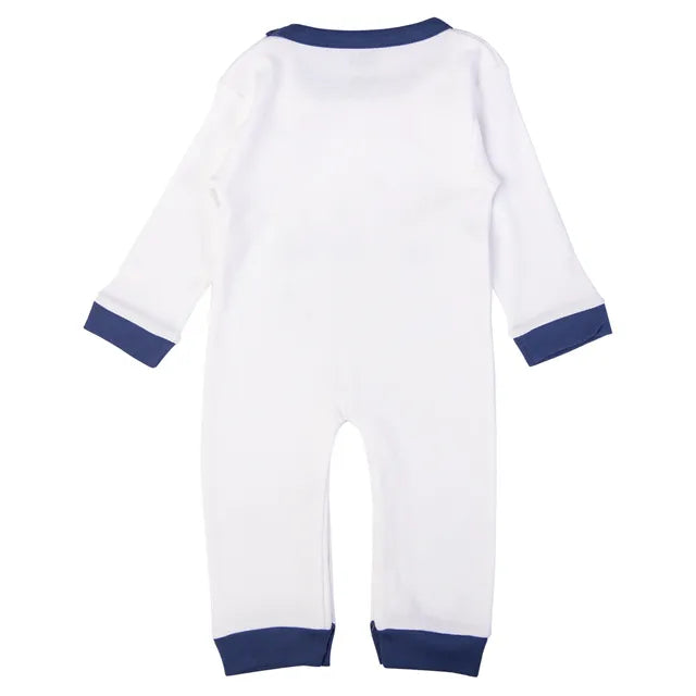 Babies Basic Long Sleeves Sleepsuit for Babies - White & Blue