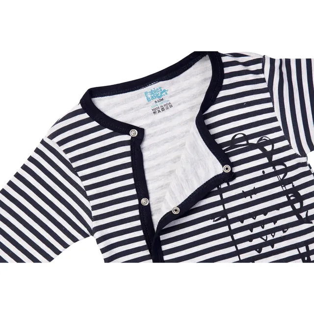 Babies Basic Long Sleeves Sleepsuit for Babies - Grey & Black