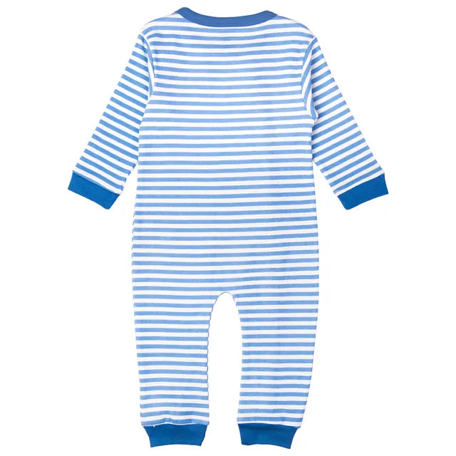 Babies Basic Long Sleeves Sleepsuit for Babies - Sky Blue & White