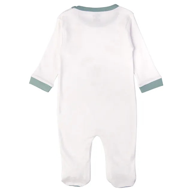 Babies Basic Long Sleeves Sleepsuit for Babies - White & Green