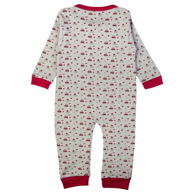 Babies Basic Long Sleeves Sleepsuit for Babies - Grey & Red