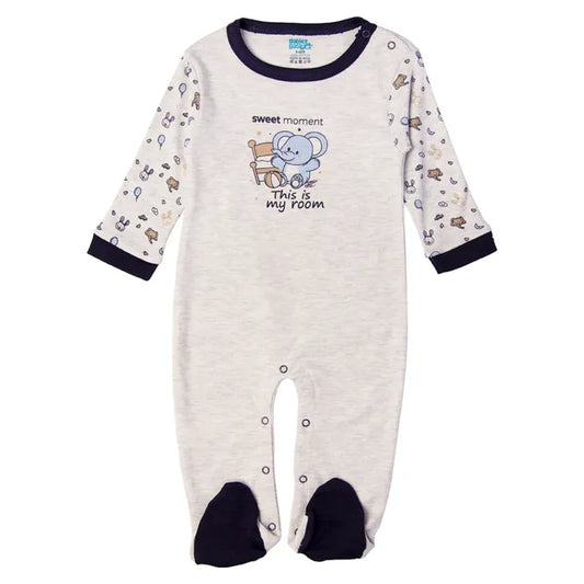 Babies Basic Long Sleeves Sleepsuit for Babies - Grey & Blue