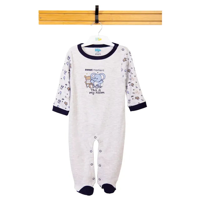 Babies Basic Long Sleeves Sleepsuit for Babies - Grey & Blue