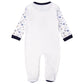 Babies Basic Long Sleeves Sleepsuit for Babies - White & Dark Blue