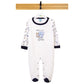 Babies Basic Long Sleeves Sleepsuit for Babies - White & Dark Blue