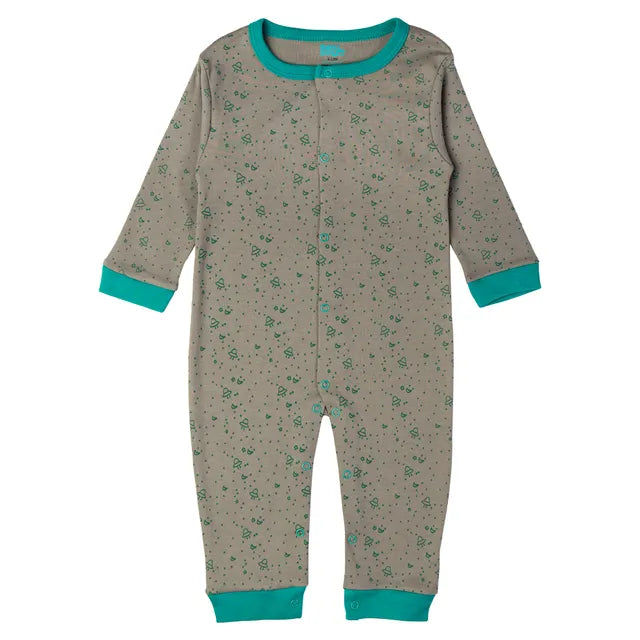 Babies Basic Long Sleeves Sleepsuit for Babies - Grey & Green