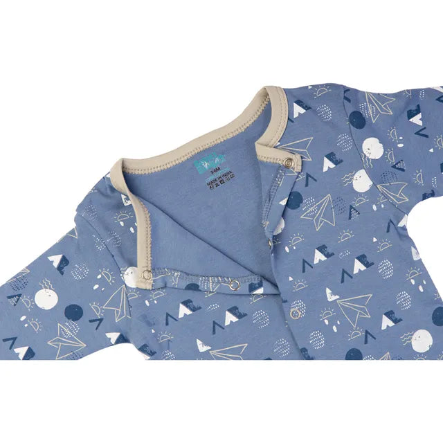 Babies Basic Long Sleeves Sleepsuit for Babies - Blue & Brown