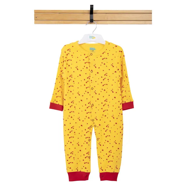 Babies Basic Long Sleeves Sleepsuit for Babies - Yellow & Red