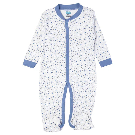 Babies Basic Long Sleeves Sleepsuit for Babies - Light Blue & White