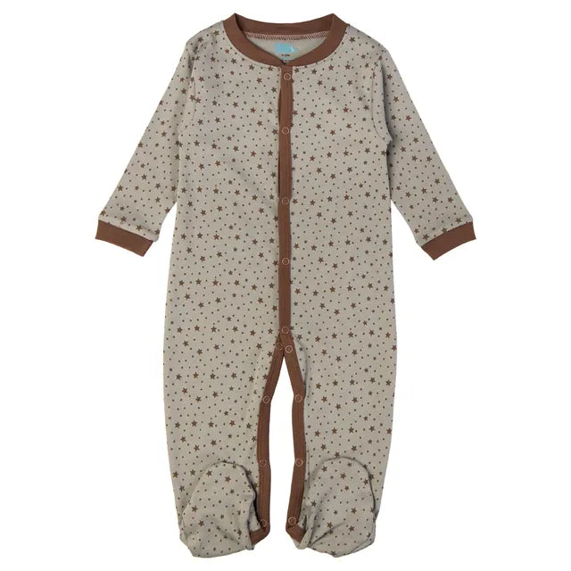 Babies Basic Long Sleeves Sleepsuit for Babies - Grey & Brown