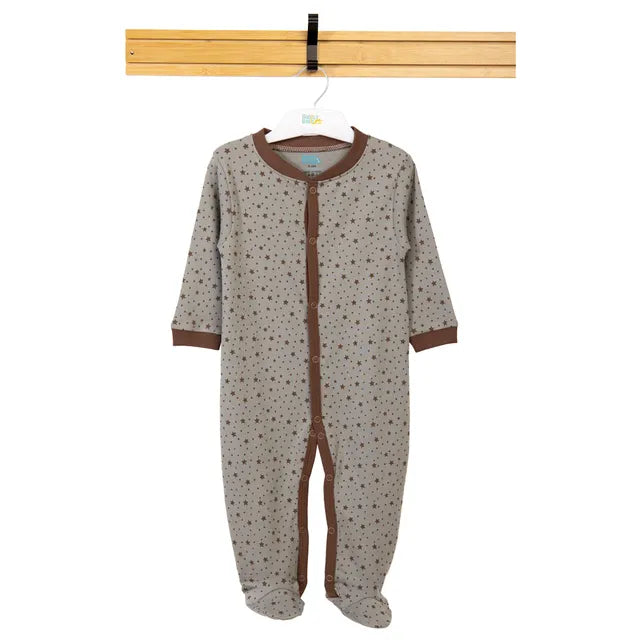 Babies Basic Long Sleeves Sleepsuit for Babies - Grey & Brown