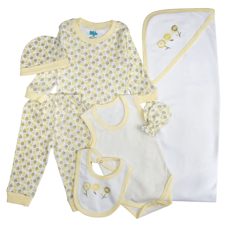 Babies Basic Gift Set - 7pcs - White & Lemon