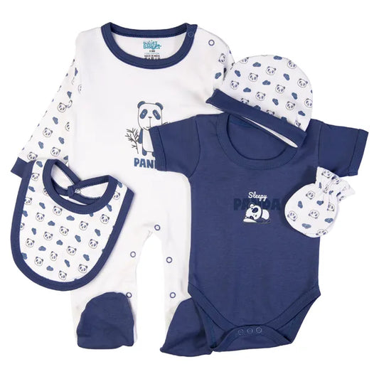 Babies Basic Gift Set - Sleepy Panda 5pcs - Blue