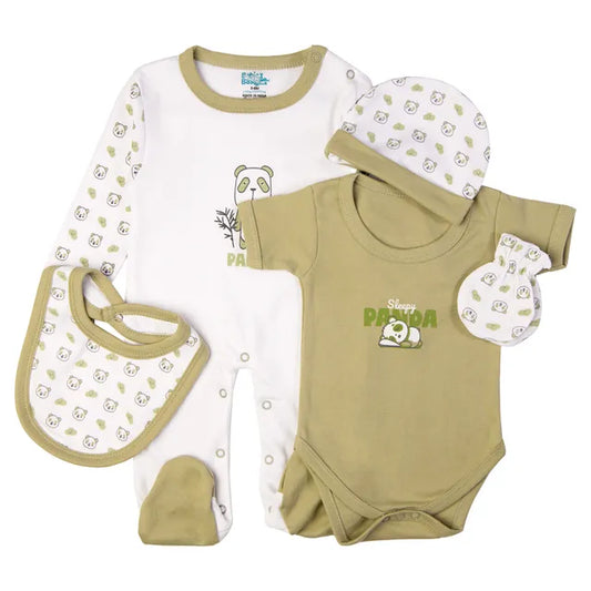 Babies Basic Gift Set - Sleepy Panda 5pcs - Pistachio