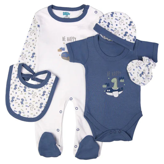 Babies Basic Gift Set - Be Happy 5pcs Be Happy - Blue