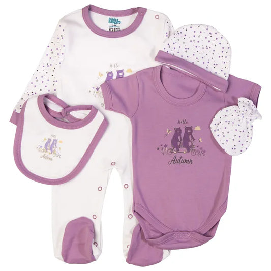 Babies Basic Gift Set - Hello Autumn 5pcs  - Dark Mauve