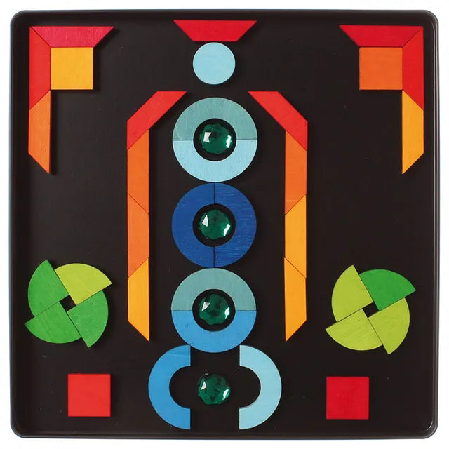 Grimm's Magnet Puzzle Triangle, Square, Circle with Sparkling Parts