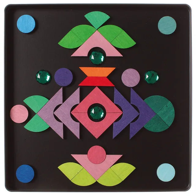 Grimm's Magnet Puzzle Triangle, Square, Circle with Sparkling Parts