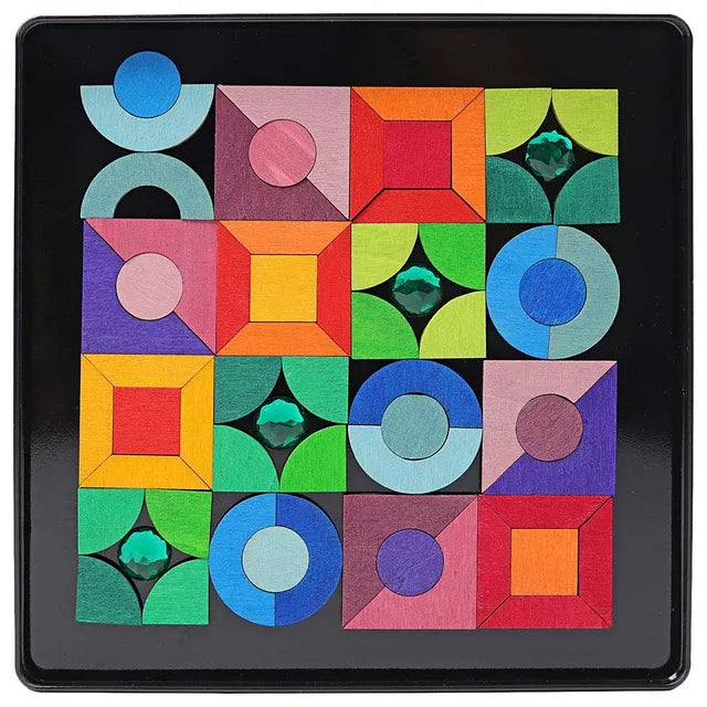 Grimm's Magnet Puzzle Triangle, Square, Circle with Sparkling Parts