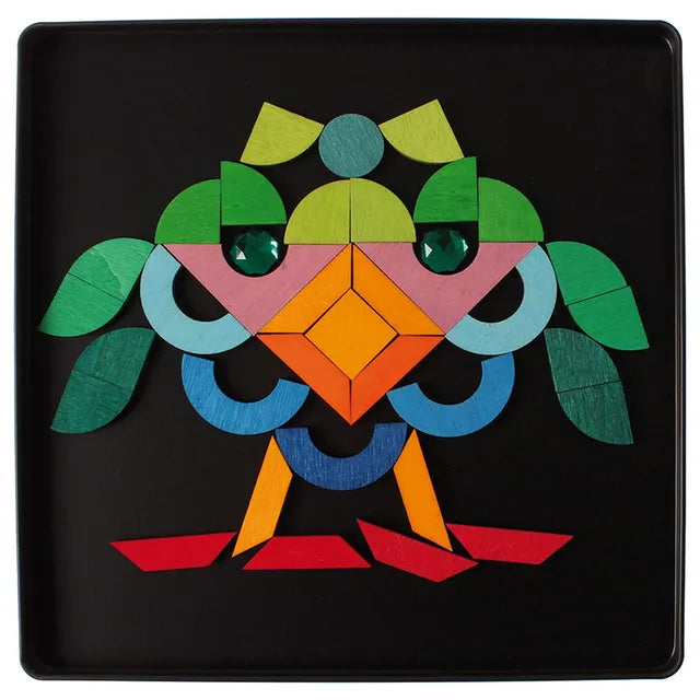 Grimm's Magnet Puzzle Triangle, Square, Circle with Sparkling Parts