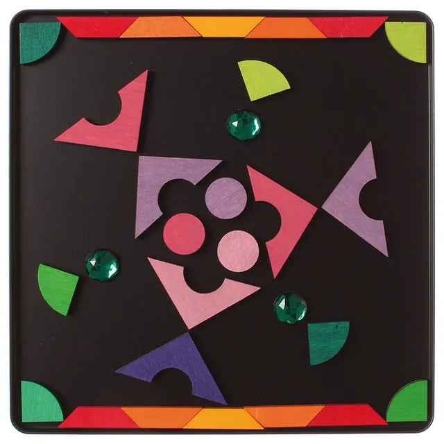 Grimm's Magnet Puzzle Triangle, Square, Circle with Sparkling Parts