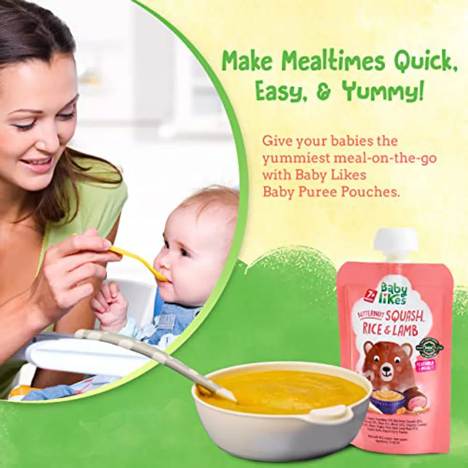 Babylikes Butternut Squash, Rice & Lamb Organic Puree - 130gm - Laadlee