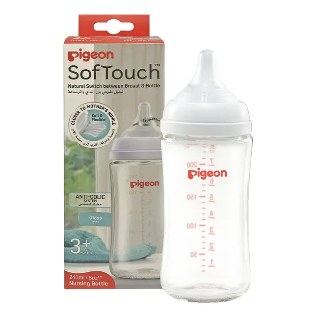 Pigeon Softouch Wide Neck Glass Bottle - 240ml