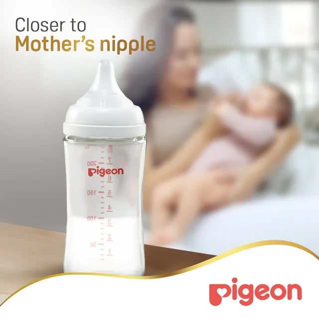 Pigeon Softouch Wide Neck Glass Bottle - 240ml